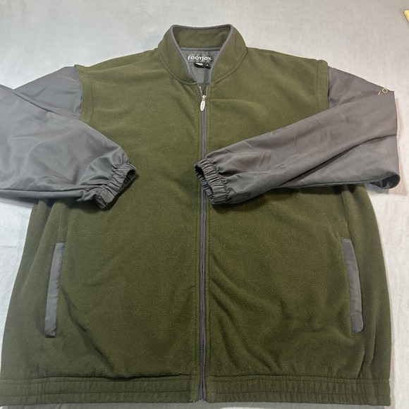 FootJoy Men's L Green Long Sleeve Zip Up Jacket Gray Sleeves - Picture 2 of 14